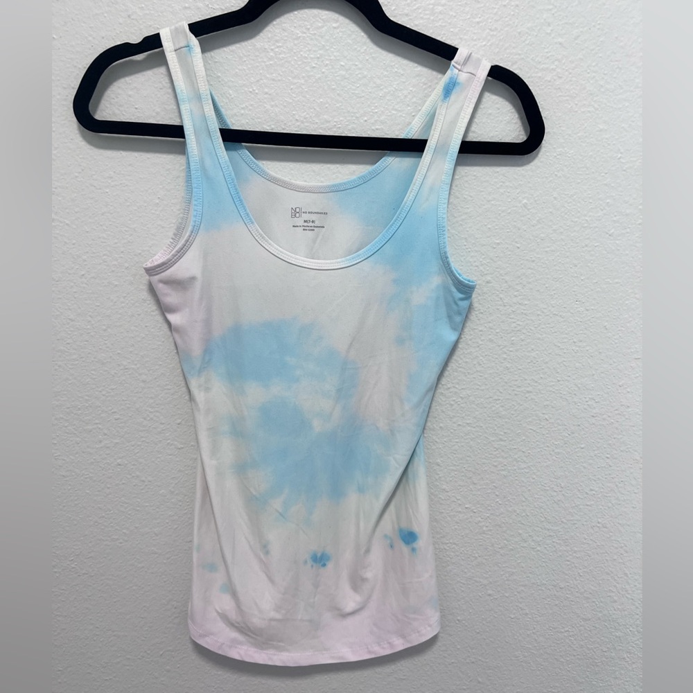 No Boundaries Pastel Pink Blue White Tie Dye Tank Top Size Medium